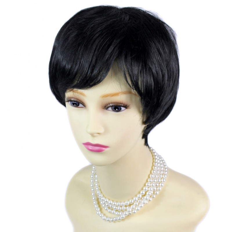 Wiwigs Classic Natural Style Hair Short Jet Black Ladies Wigs