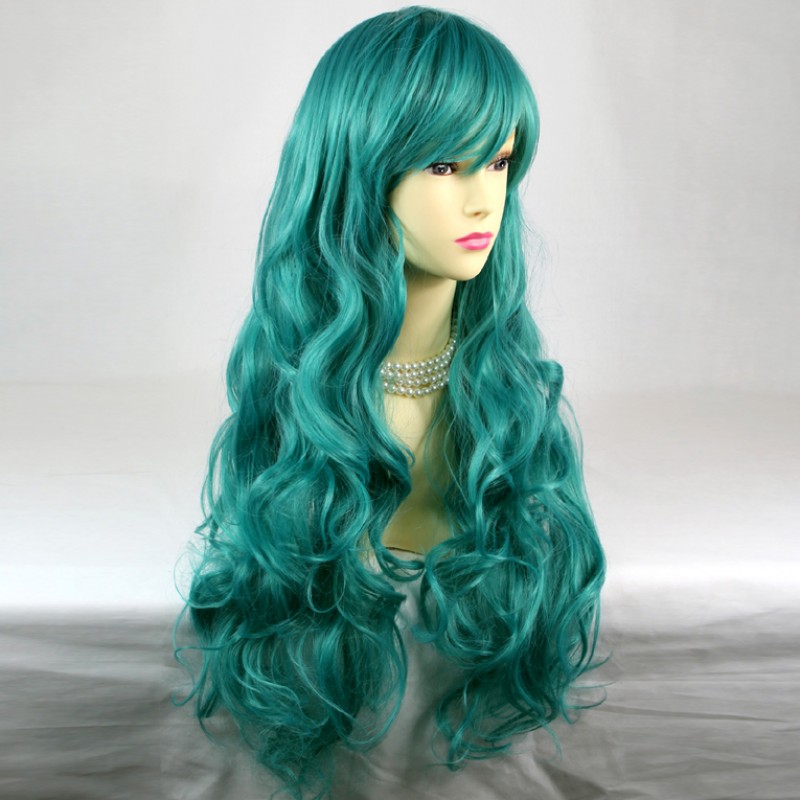 Long green deals wig cosplay