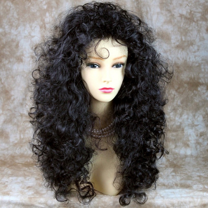 Black curly wig top