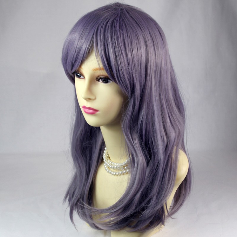 Wiwigs Face Frame Straight Long Grey Purple Lady Wig Cosplay