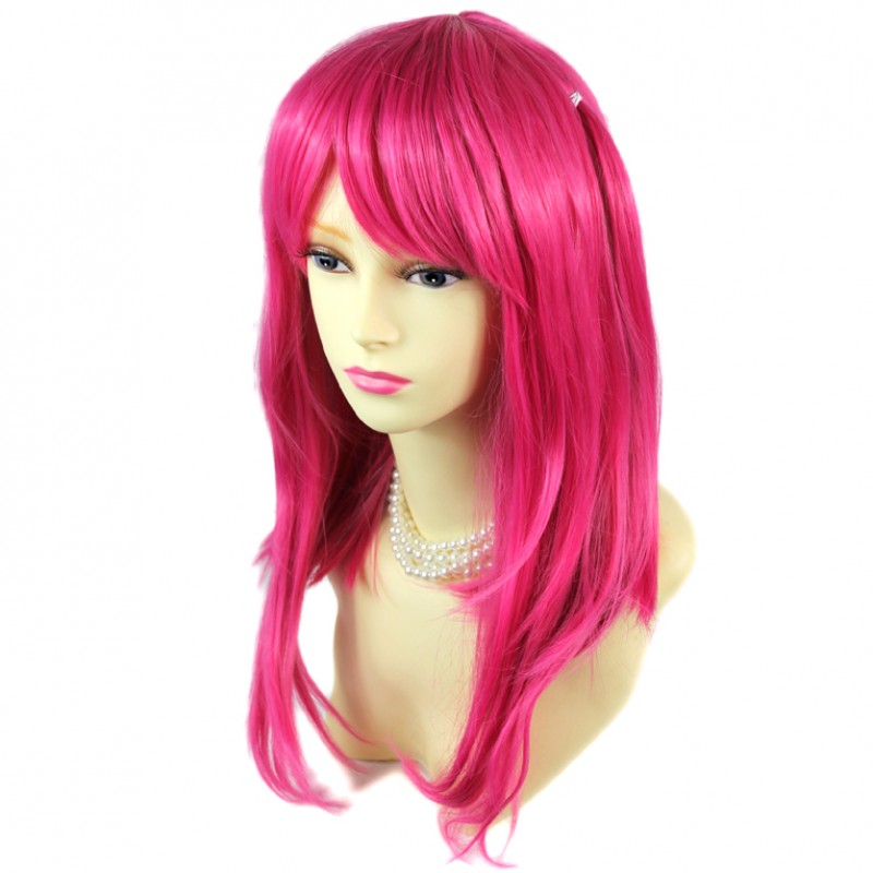 Pink wig long straight top