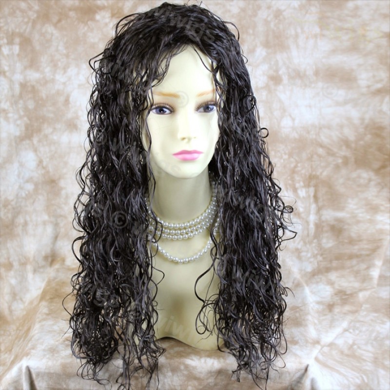 Long black curly outlet wig