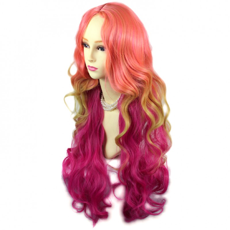 Long pink cosplay wig store
