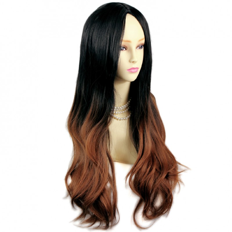 Wiwigs - AMAZING Style Black Brown & Red Long Wavy Lady Wigs Dip-Dye Ombre  hair WIWIGS UK