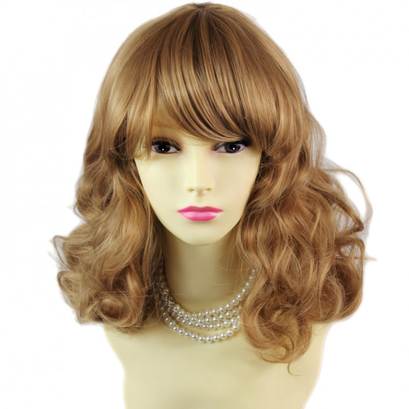 Wiwigs Lovely Medium Classic Curly Blonde Brown Ladies Wigs