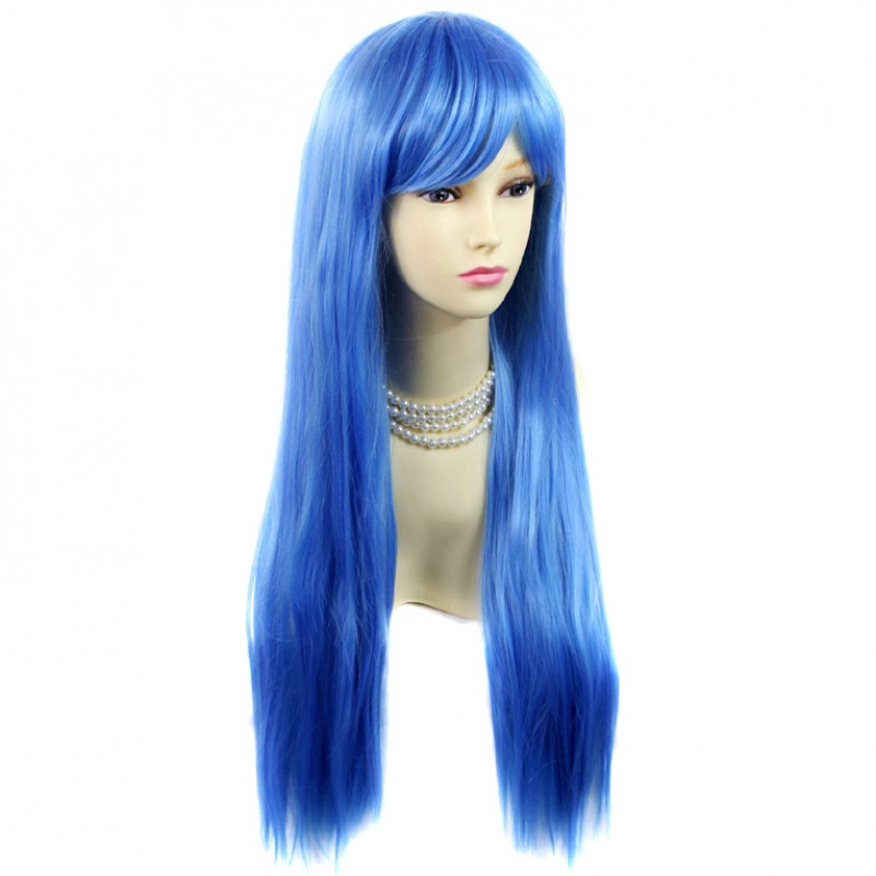 Long blue cosplay wig hotsell