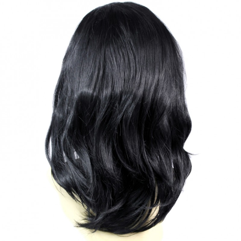 Wiwigs Face Frame Wavy Long Jet Black Ladies Wigs Natural Hair