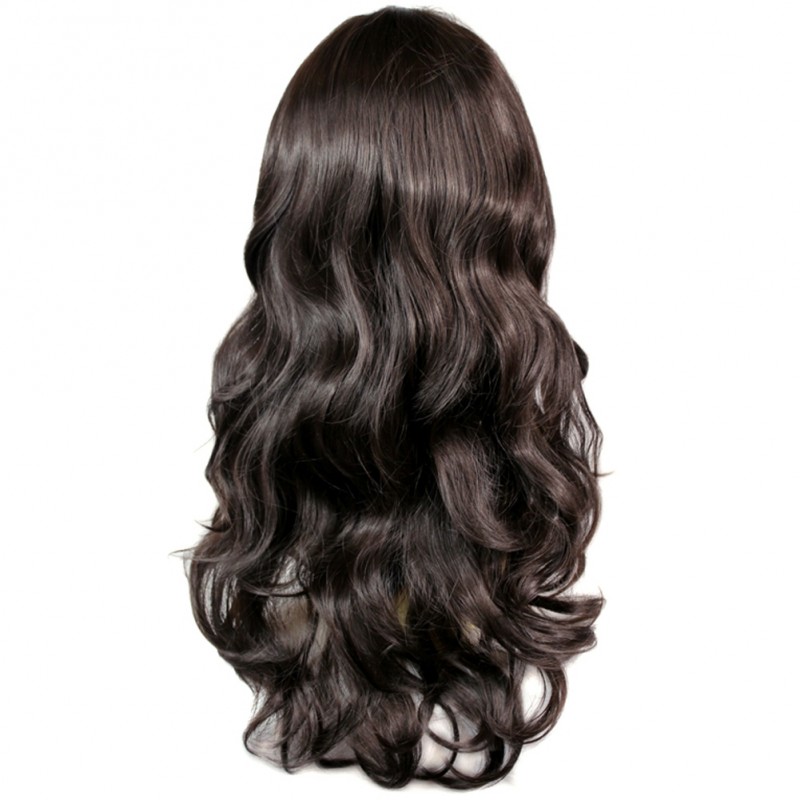 Wiwigs - Dazzling Natural Wavy Black Brown Soft Long Ladies Wigs skin top  Hair WIWIGS UK