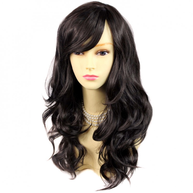 Long black wavy store wig