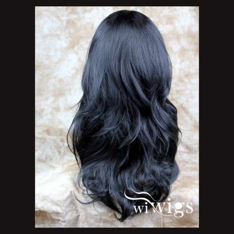 Wiwigs Wavy Layered JET Black Long 3 4 Wig Fall Hairpiece s05x1