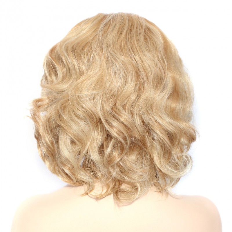 Blonde wavy online wig short