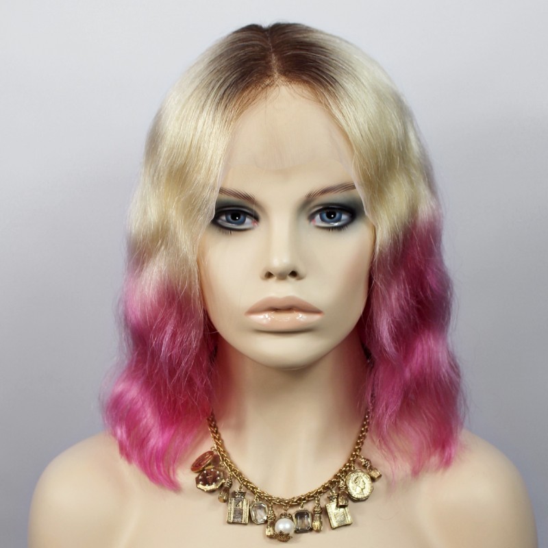 Blonde wig hotsell with pink tips