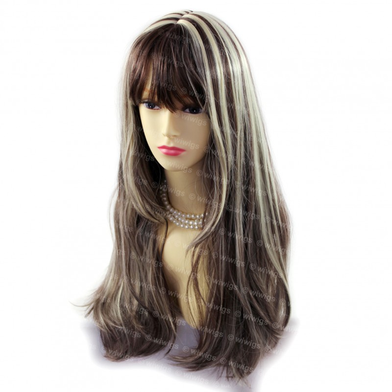 Wiwigs Sexy Long Brown Mix Blonde Skin Top Natural Wavy Hair