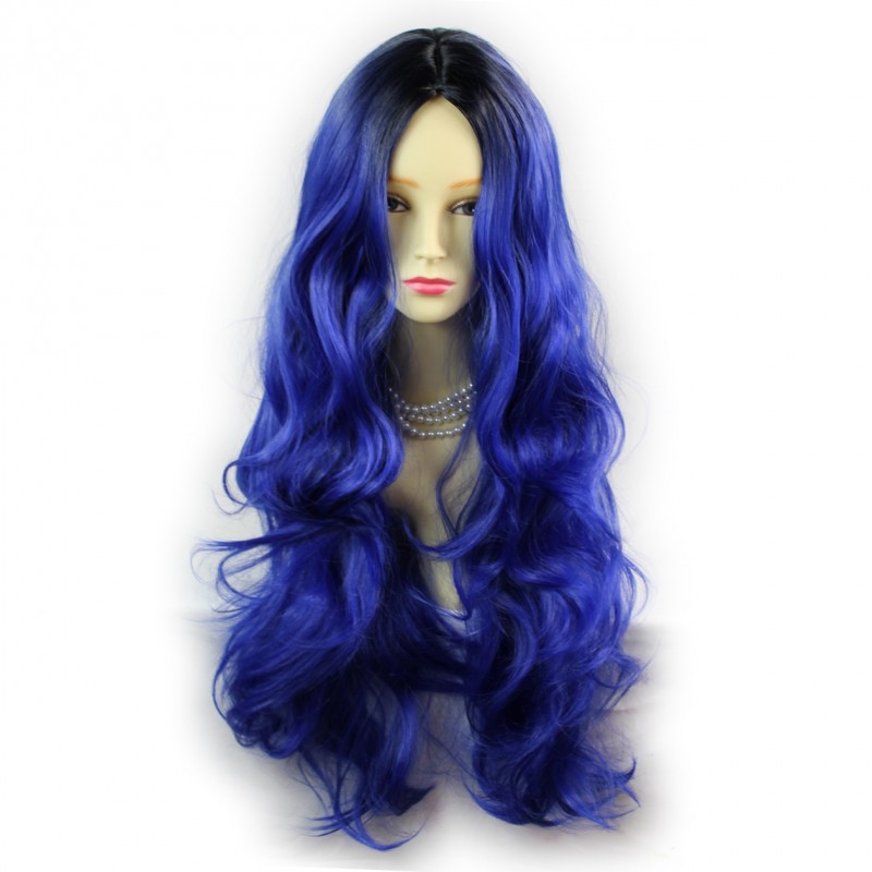Wiwigs Wiwigs Gorgeous Long Wavy Wig Blue Off Black