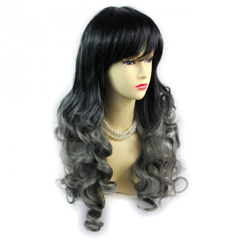 Wiwigs Wiwigs Romantic Long Curly Wig Grey Off Black