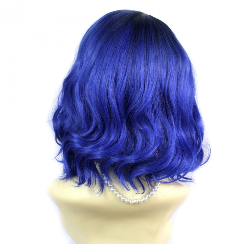 Wiwigs Wiwigs Lovely Short Wavy Wig Blue Off Black Dip Dye