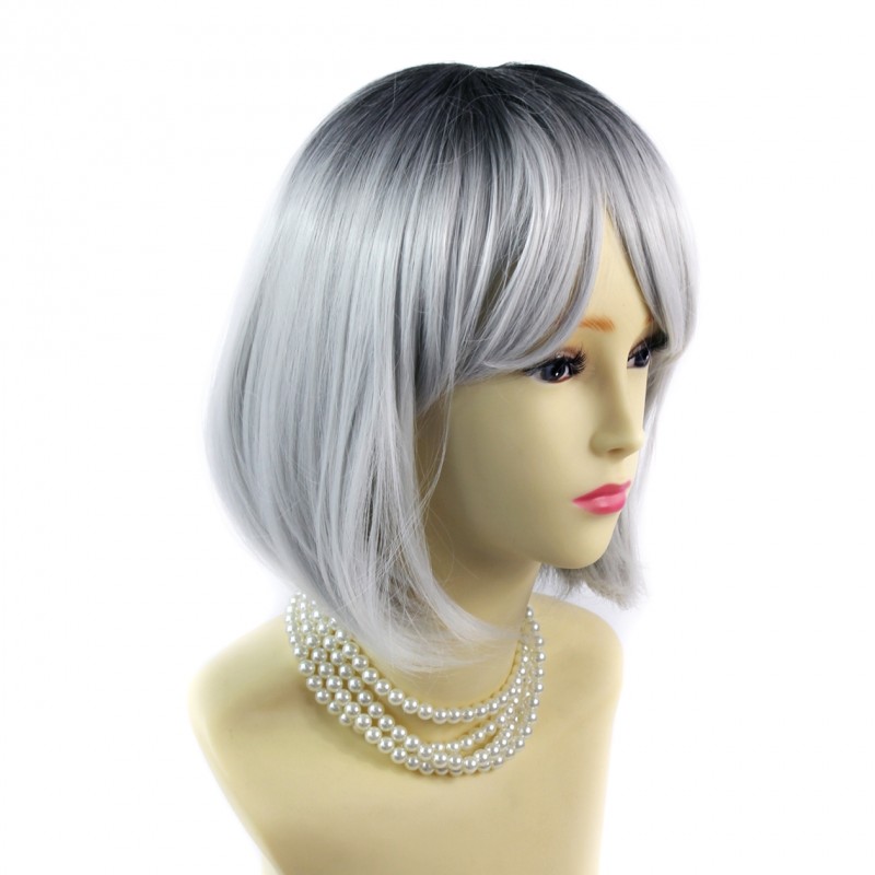 Wiwigs Wiwigs Gorgeous Short Bob Style Wig Grey Off Black