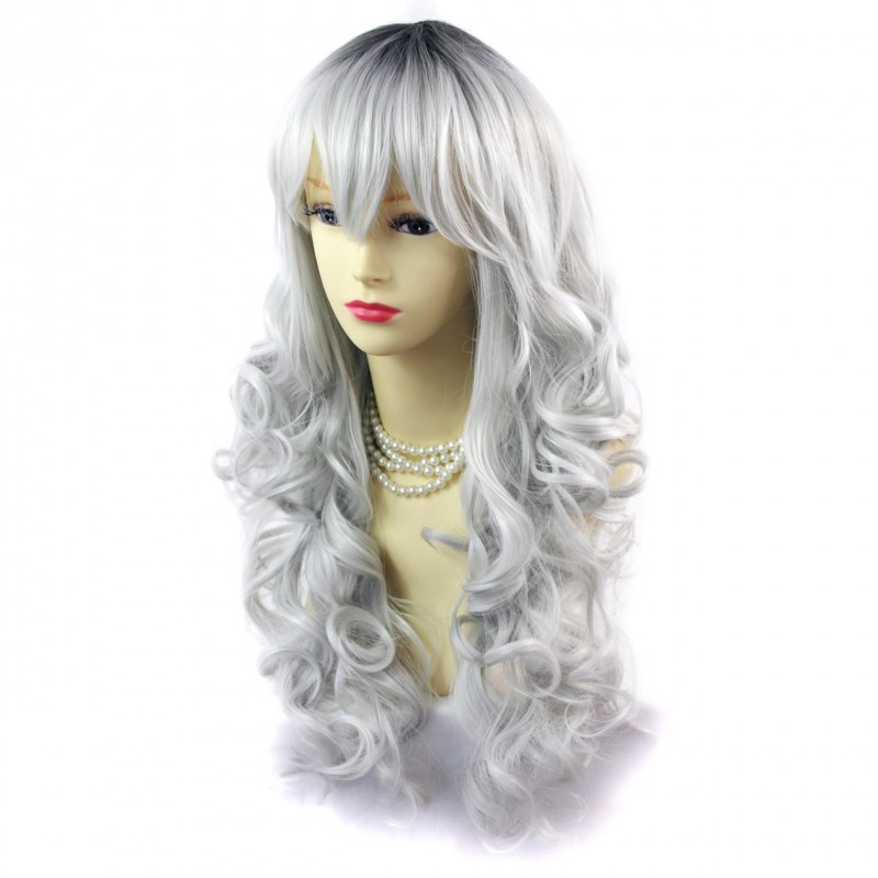 Long silver discount cosplay wig