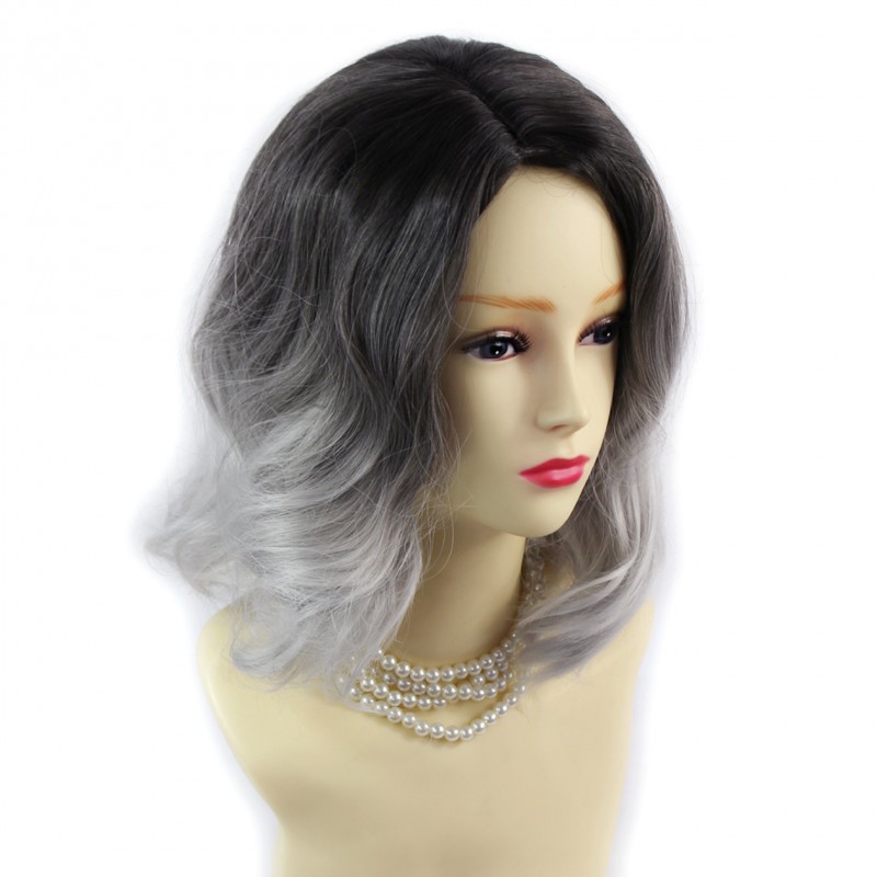 Wiwigs Wiwigs Lovely Short Wavy Wig Grey Medium Brown Dip