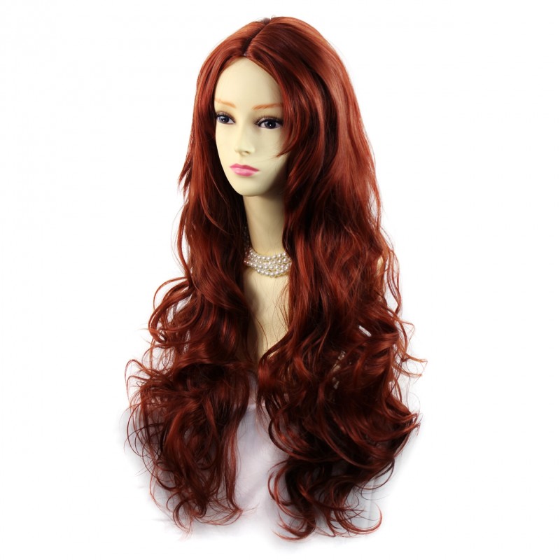 Wiwigs Wonderful Long Burgundy Red Wavy Skin Top Heat Resistant Ladies Wig 