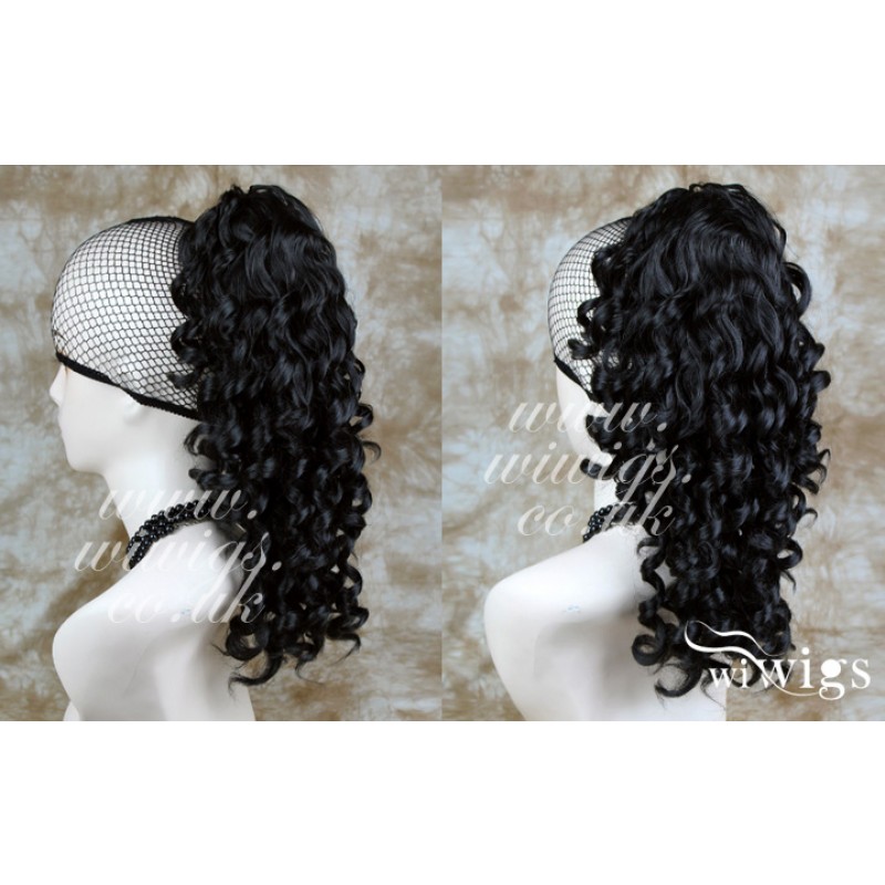 Wiwigs Black Ponytail Irish Dance Extension Spiral Curly Hair