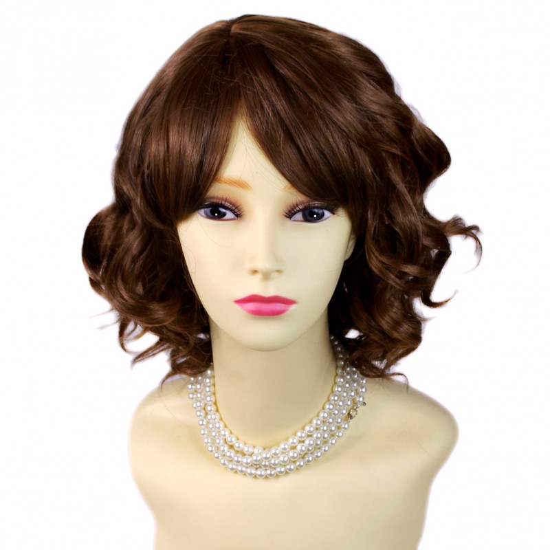 Wiwigs Awesome Lovely Short Wig Curly Light Brown Summer Style Skin Top Ladies Wigs UK
