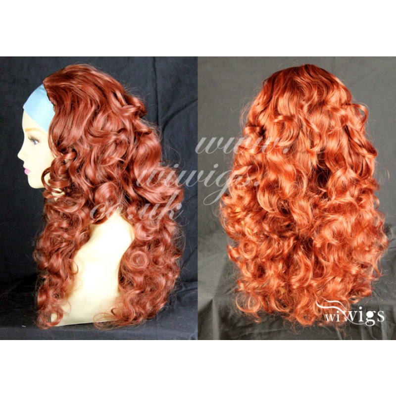 Wiwigs - Curly Copper Red 3/4 Fall Hairpiece Long Curly Layered Half Wig  Hair Piece UK