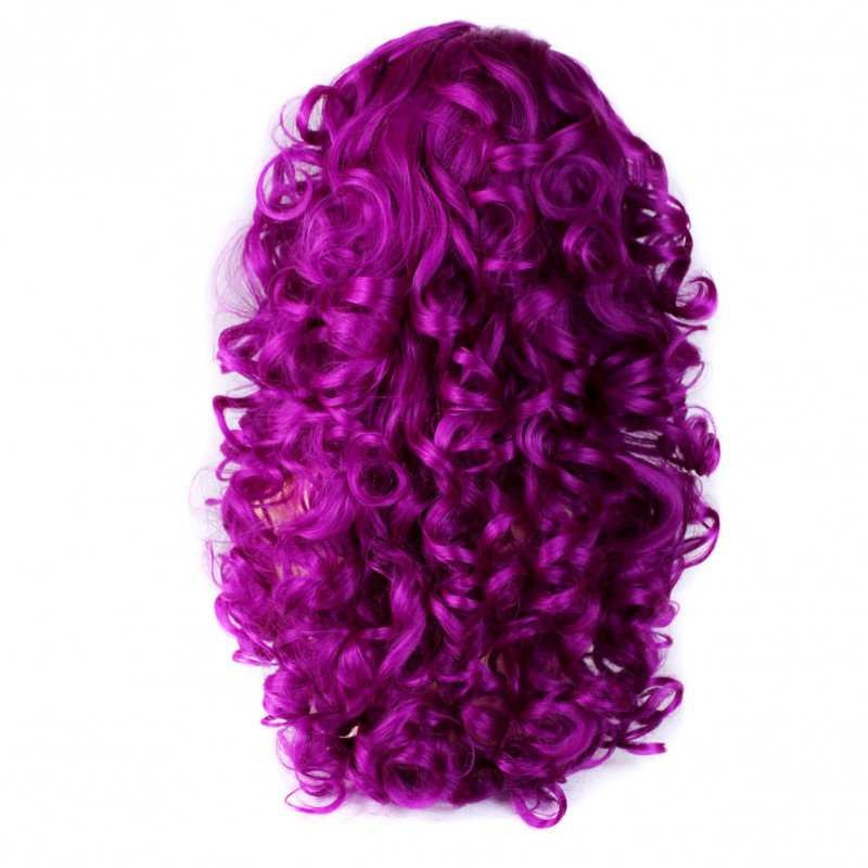 Wiwigs Purple Red Long 3 4 Fall Wig Hairpiece Curly Dip Dye