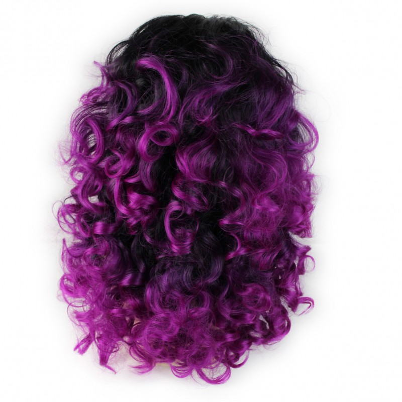 Wiwigs - AMAZING Black Brown & Purple Red Long 3/4 Fall Wig Hairpiece Curly  Dip-Dye Ombre hair from WIWIG UK