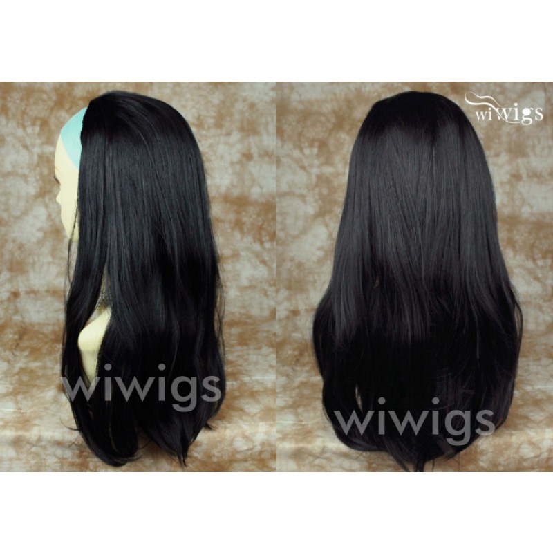 Wiwigs Heat Resistant Black 3 4 Fall Hair Piece Long Straight Half Wig hairpiece