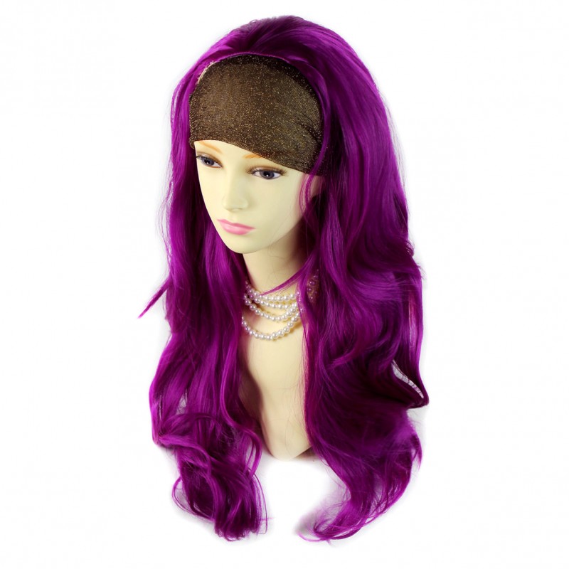 Wiwigs Purple Red Long 3 4 Wig Fall Hairpiece Wavy Layered Ladies Wigs from WIWIGS UK