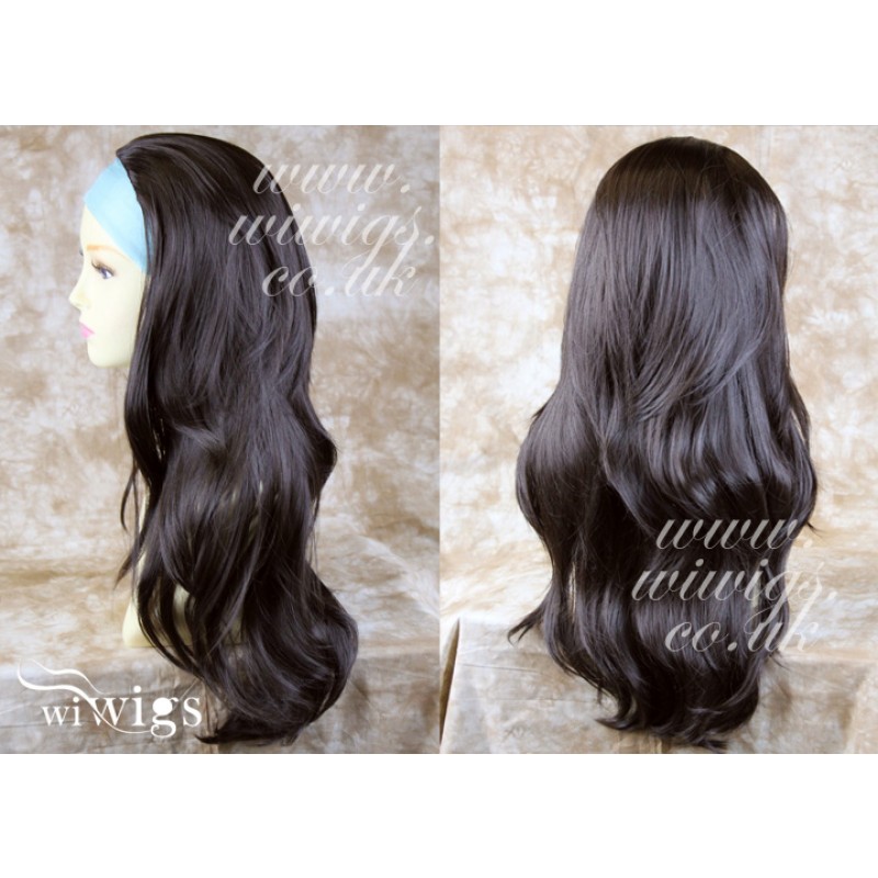 Wiwigs Dark Brown 3 4 Fall Hair Piece Long Straight Layered wavy