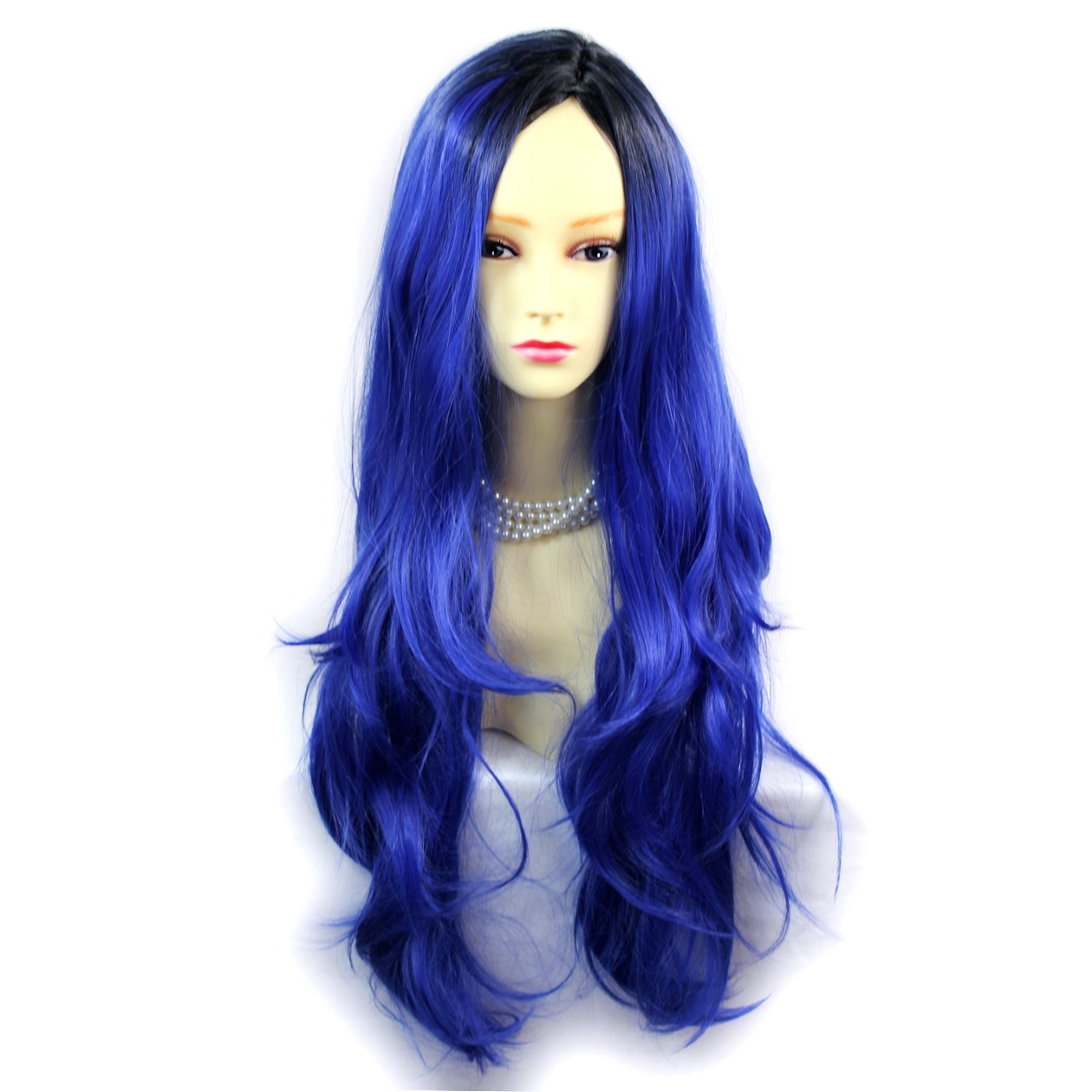 Wiwigs Wiwigs Gorgeous Long Wavy Wig Blue Off Black Dip Dye