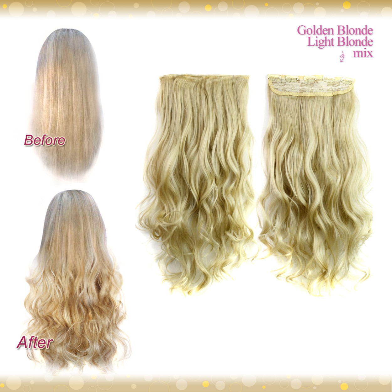 Wiwigs Half Head 1 Piece Clip In Curly Golden Blonde Mix Light