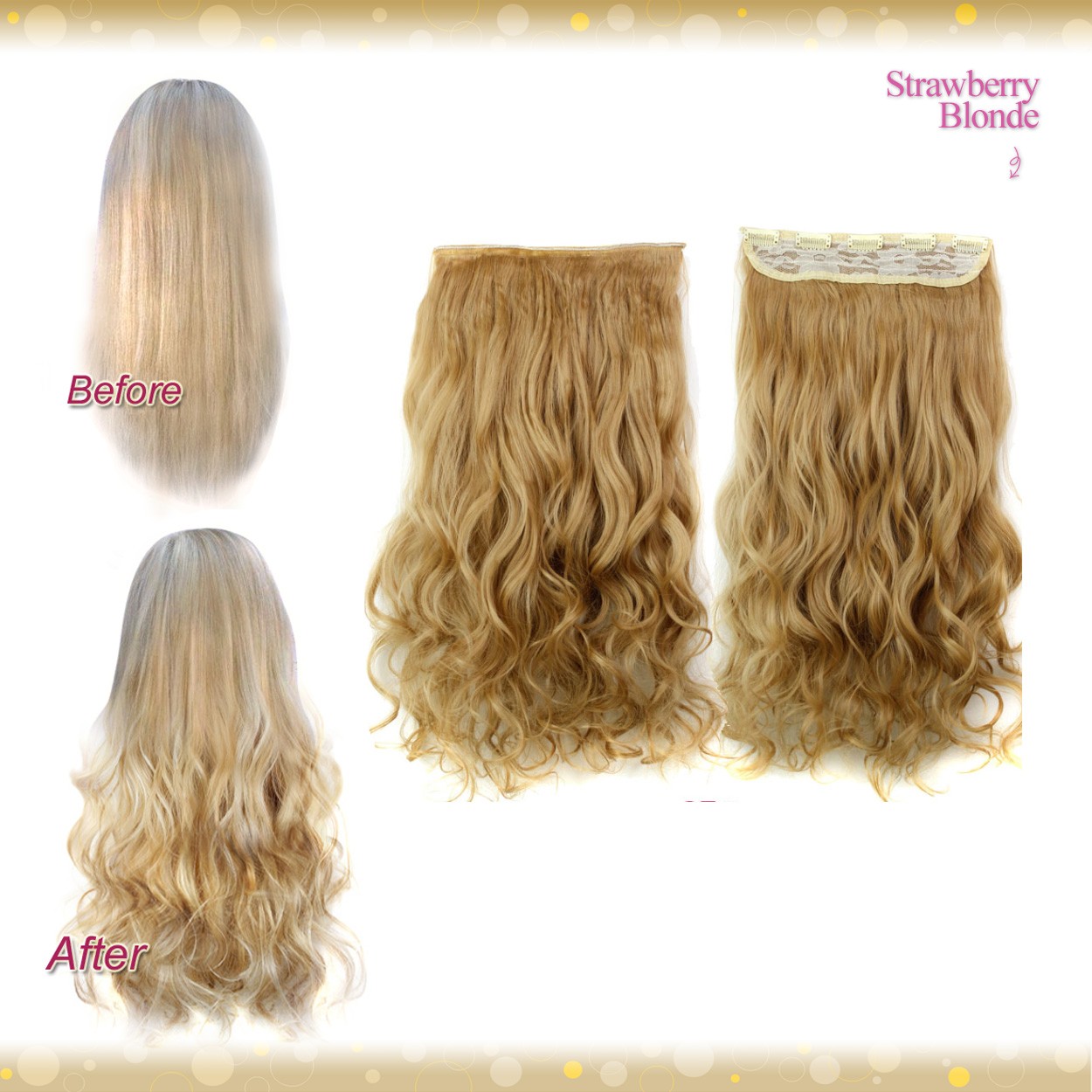 Wiwigs Half Head 1 Piece Clip In Curly Strawberry Blonde Hair