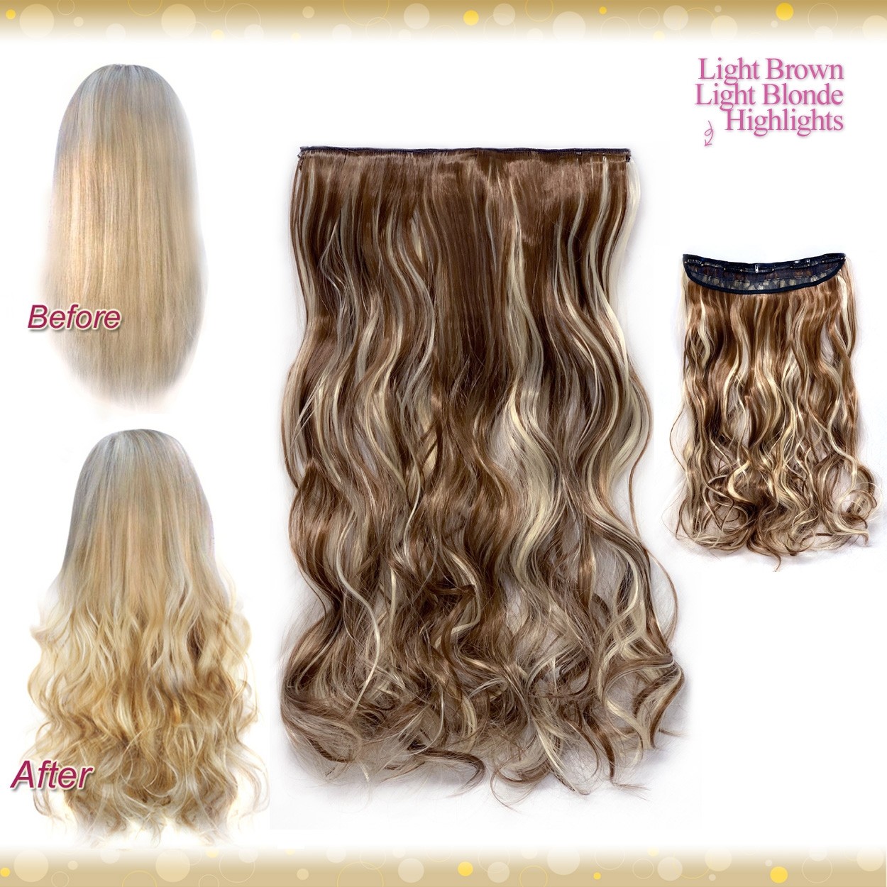 Wiwigs - Half head 1 Piece clip In Curly Light Brown Dark Light Blonde  Highlights Hair Extensions UK