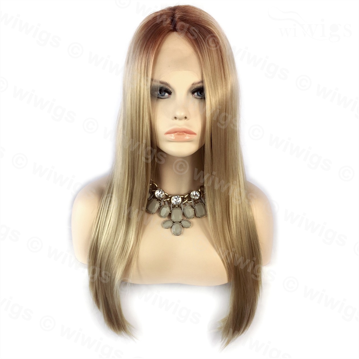 Wiwigs Wiwigs Ombre 2 Tones Lace Front Wig Straight Brown Roots