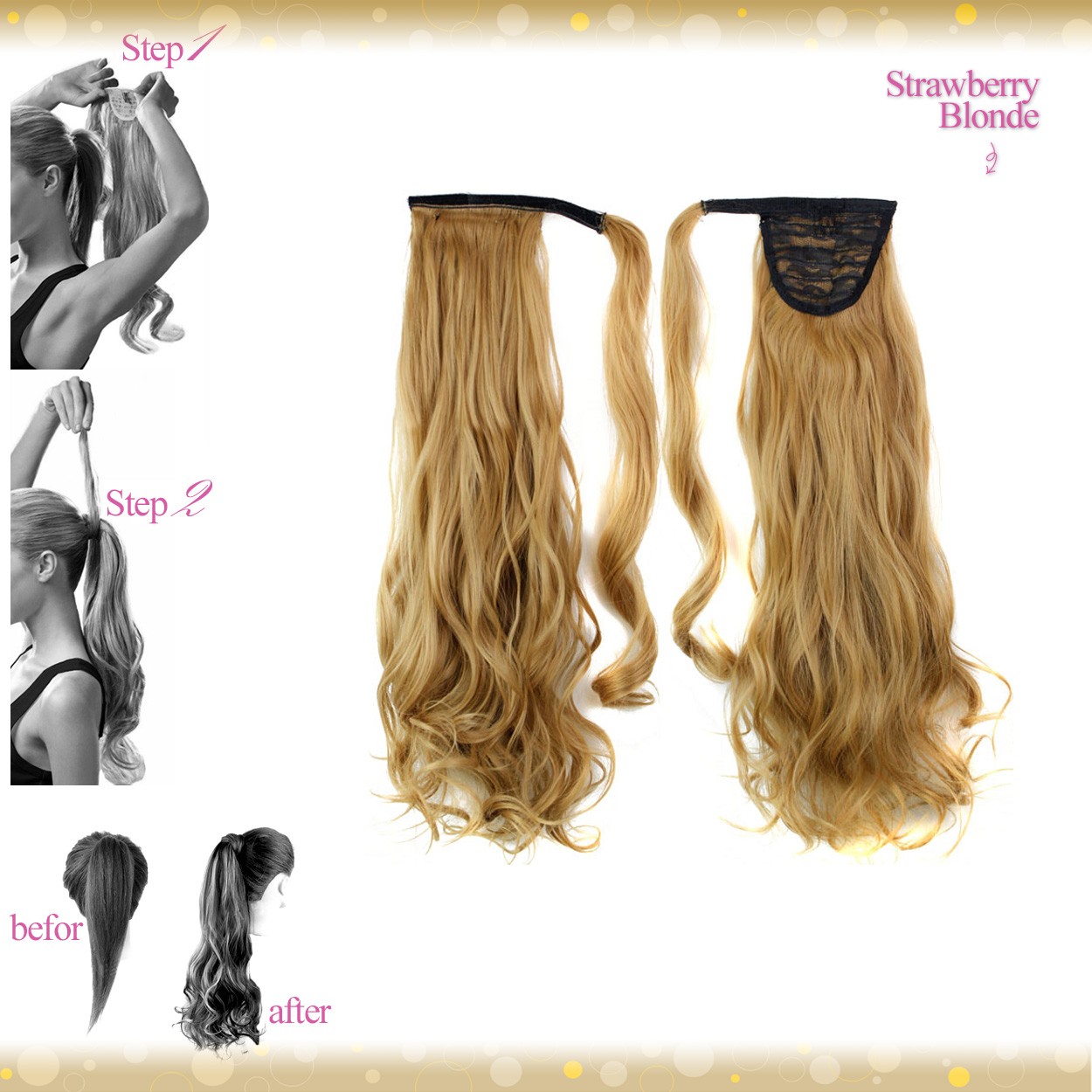 Wiwigs Wrap Around Clip In Pony Curly Strawberry Blonde Hair
