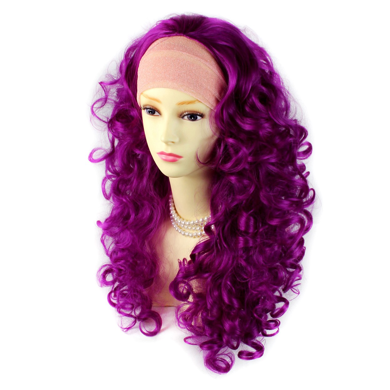 Wiwigs Purple Red Long 3 4 Fall Wig Hairpiece Curly Dip