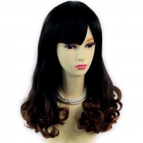 Bouncy Lovely Black Brown & Red Long Curly Lady Wigs Dip-Dye Ombre hair WIWIGS.
