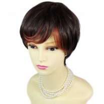 Classic Natural Style Hair Short Dark Brown & Red Ladies Wigs from WIWIGS UK