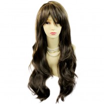 Sexy Beautiful Layered wavy Blonde mix Brown Long Ladies Wigs Skin Top Wig UK