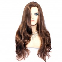 Sexy Fabulous Long Layers Wavy Wig Medium Brown Ladies Wigs Skin Top UK