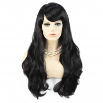 Sexy Beautiful Long Layered wavy wig Jet Black Wiwigs UK 