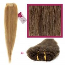 DIY Double Weft Lush 'Med Brown Honey Blonde Mix' 18" Hair Extensions Deluxe Human Hair.