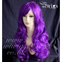 Sexy Beautiful Heat Resistant Purple Long Curly Cosplay Ladies Wigs UK