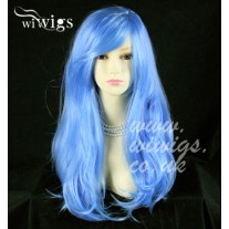 Stunning Long Layes Wavy Blue mix Ladies Wigs Skin Top Cosplay Wig 8352