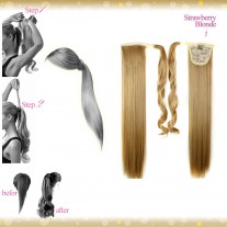 Wrap Around Clip In Pony Straight Strawberry Blonde Hair Extension UK