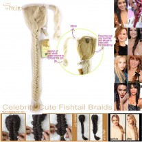 Celebrity Cute Light Blonde Fishtail Braids Velcro Wrap Ponytail Plaited Hair Extensions