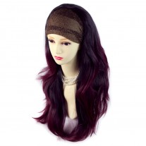 AMAZING Black Brown & Burgundy Long 3/4 Fall Wig Hairpiece Wavy Dip-Dye Ombre hair from WIWIGS UK